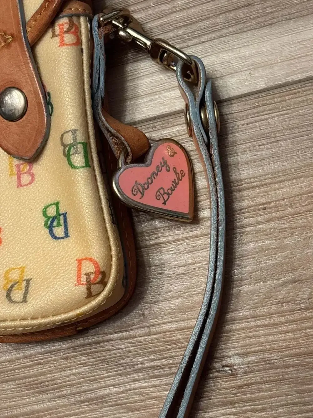Vintage Dooney & Bourke Coated Canvas Monogram Wristlet Cellcarrier 2000 y2k